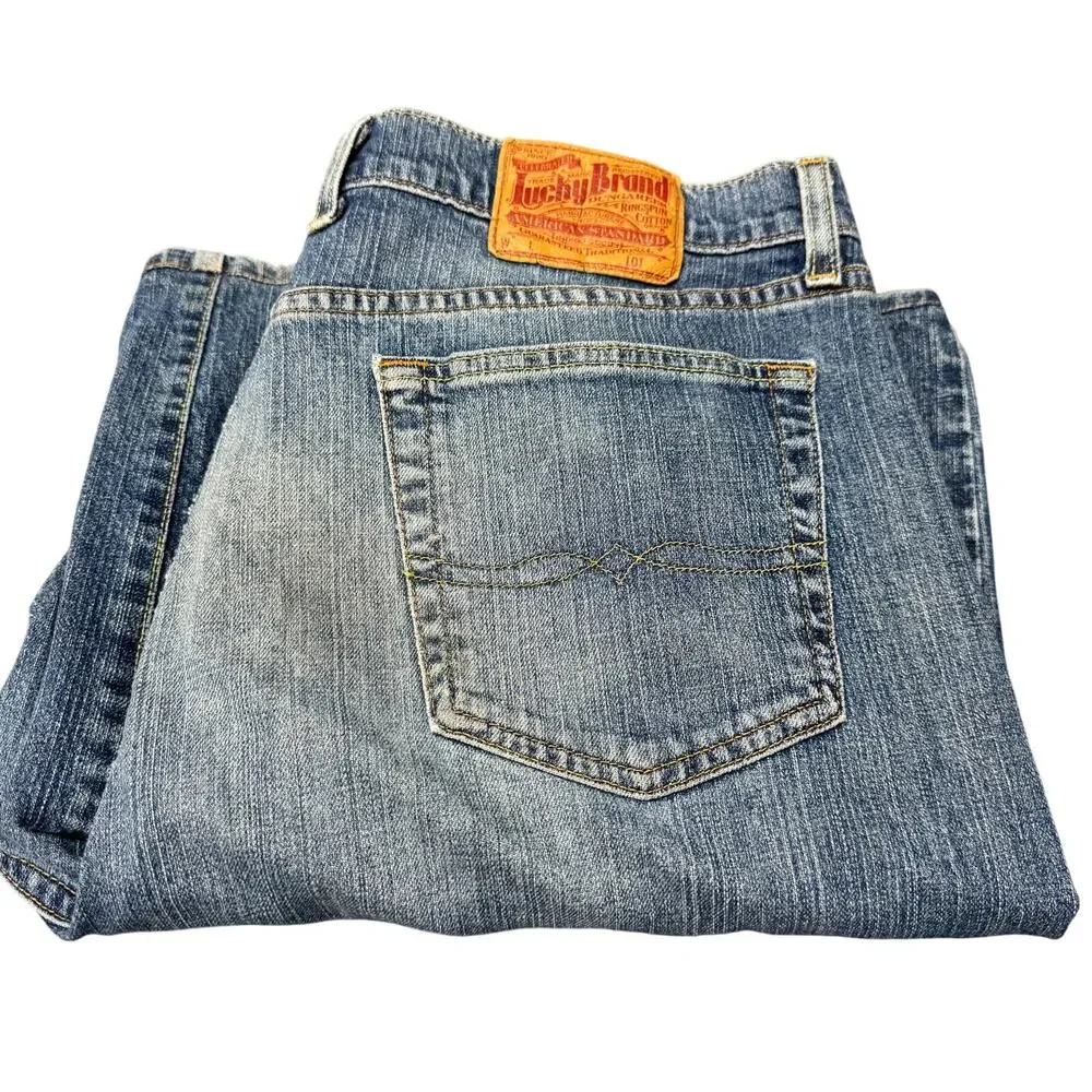 Lucky Brand Jeans Loose Fit Mens 36 (36x30 ACTUAL) Faded Wash Blue Denim Vintage